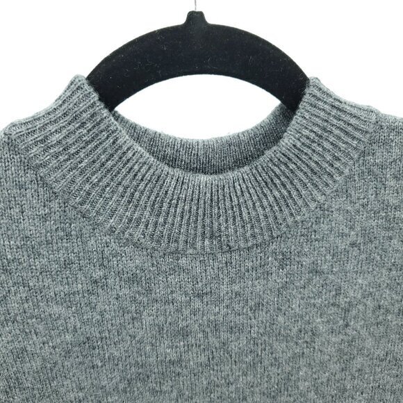 Muji 100% Wool Mock Neck Relaxed Fit Midi Sweater Dress L Gray - Picture 6 of 16